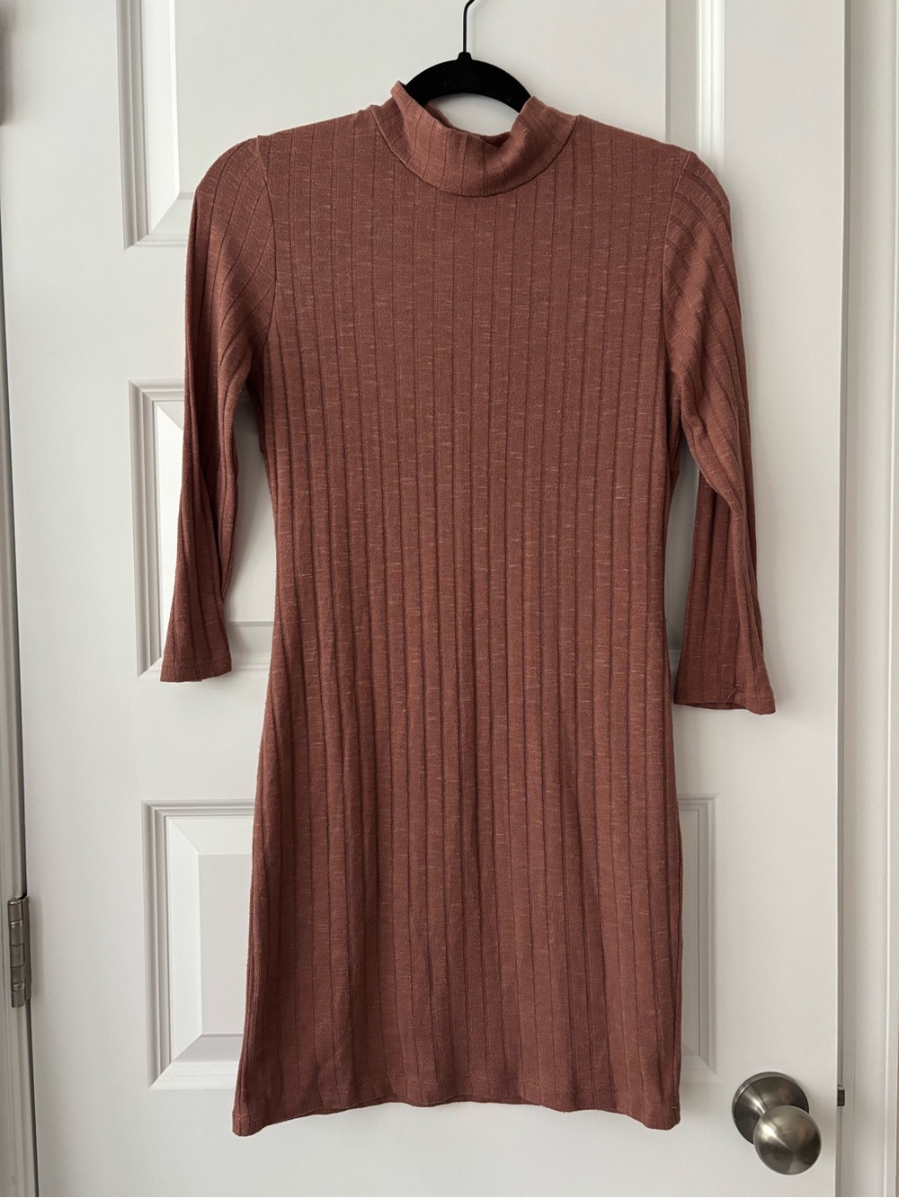 Forever 21 Camel Ribbed Mock Neck Dress M